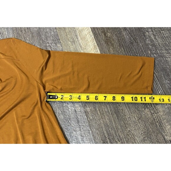 Garnet Hill Scoop Neck Trapeze Dress Orange Brown Size Medium Knee-Length Tencel - Picture 9 of 9